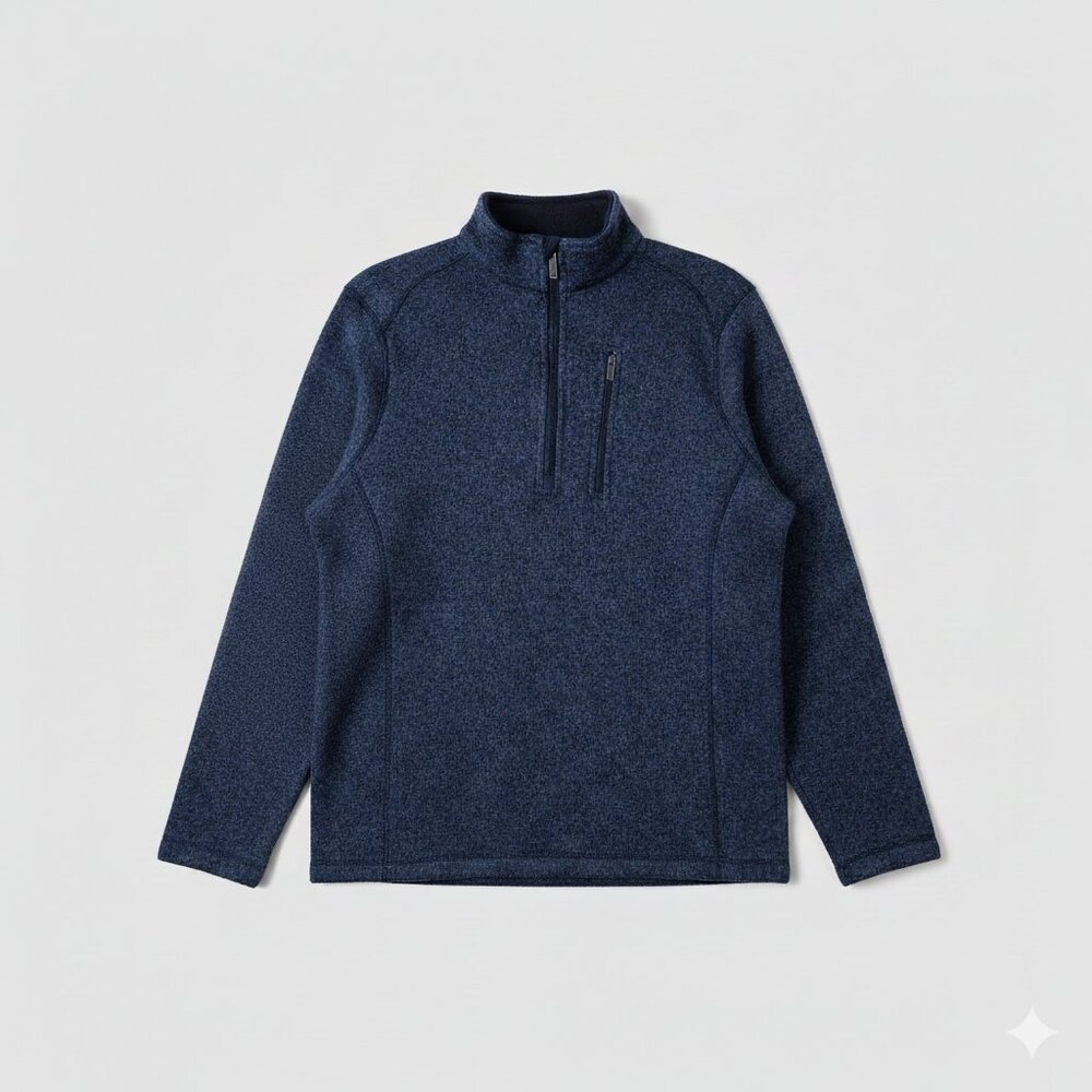 Woolrich Men's Blue Quarter-Zip Pullover Long Sleeve Medium Athletic Sweater EUC